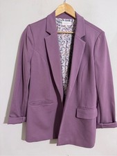 Skies Are Blue Womens Open Knit Blazer Jacket Mauve size L Career Party Classic