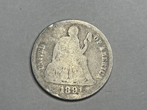 1891 US Seated Liberty Silver Dime 10c AG/G - Reduced Shipping!!!