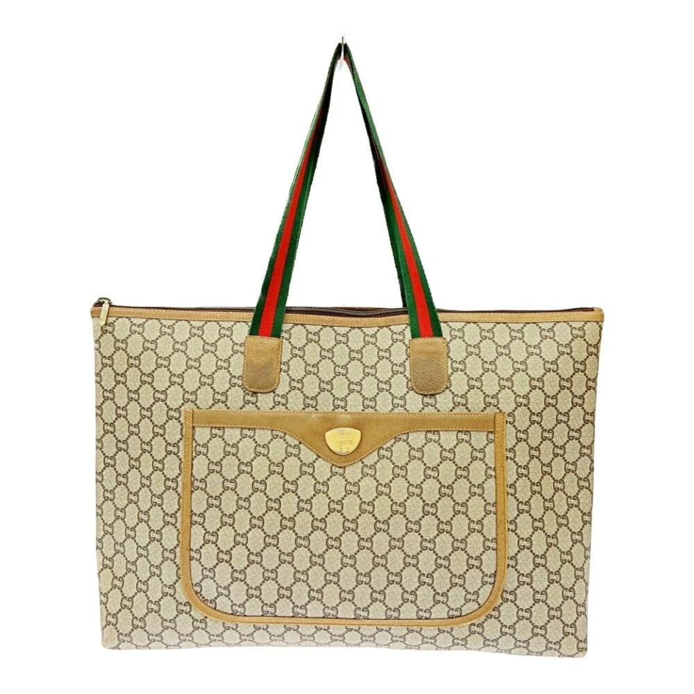 Sac fourre tout Gucci Old Sherry Line PVC beige 20x12x4 pouces occasion