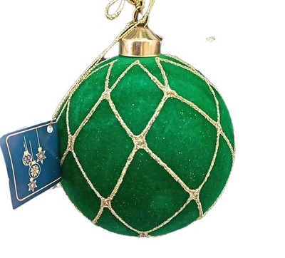 3 Weihnachtskugeln Glas und Samt grün D.10 cm sortiert Two Esse Christmas