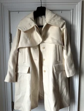 Morgane Le Fay ivory wool coat with hood size XS