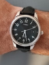 Men's Timex Weekender Date Indiglo Quartz Watch! New Battery & Leather Band!