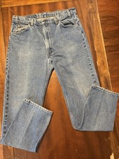 Vtg Levi's 505 Orange Tab Jeans Mens 36x32 Light Wash Distressed 90s USA MADE