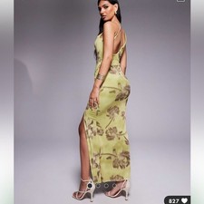 ASOS design green wrap neck detail maxi dress with slit NWT