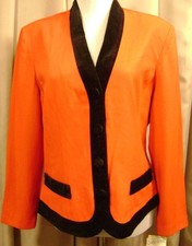 Vintage New Dani Max SZ 12 Blazer Jacket Coat Red Black Velvet Trim USA Made 905