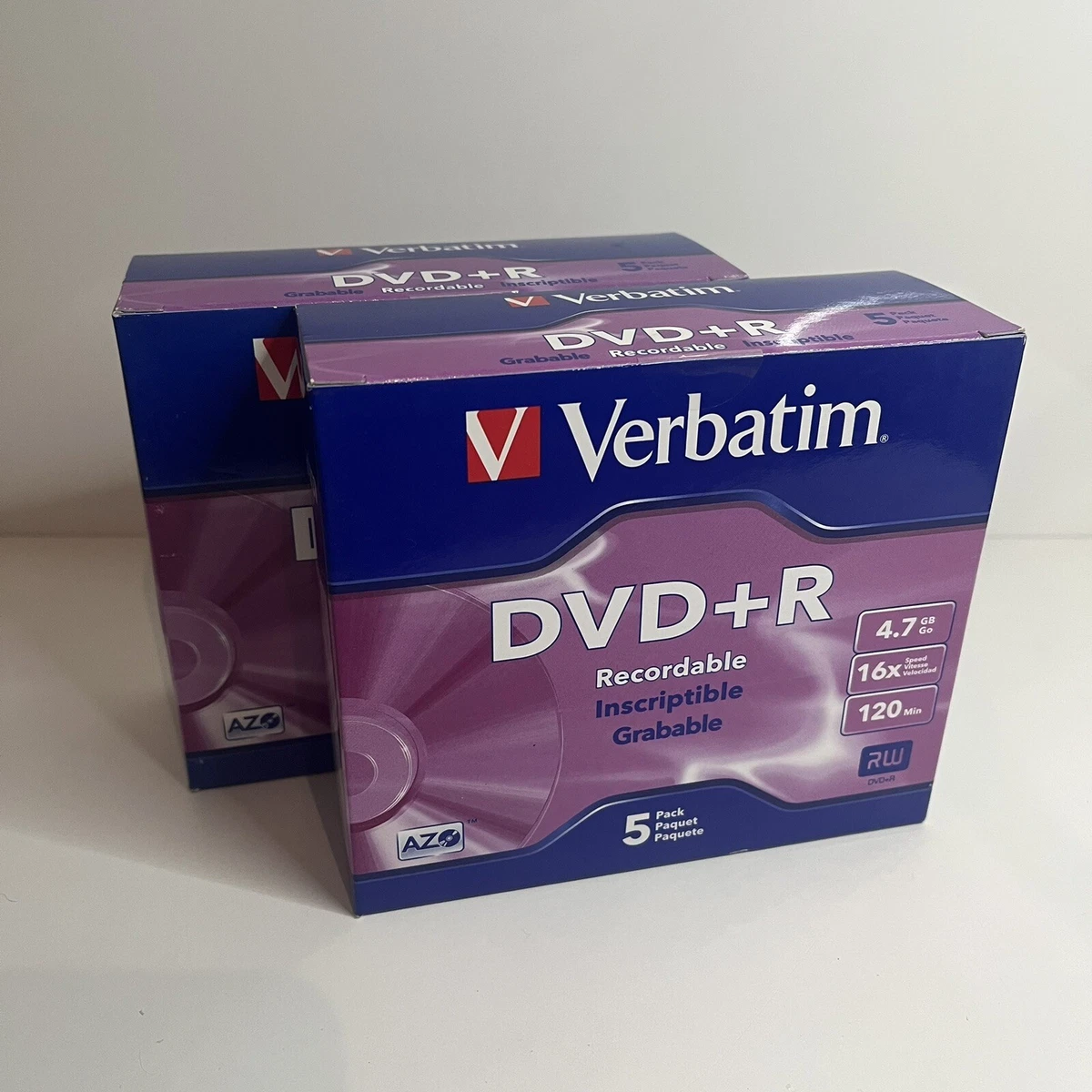 2x5PK Verbatim DVD+R 4.7GB 16x Speed 120min Blank Discs Data New And Sealed
