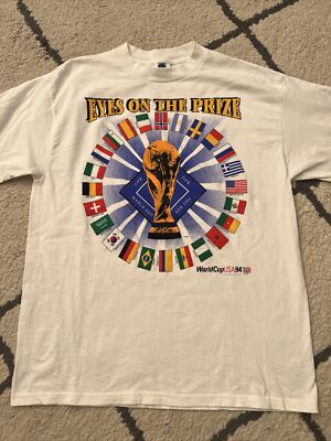 1994 FIFA World Cup USA Shirt XL Vintage Eyes On The Prize Flags