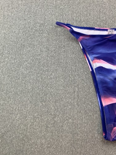 Super High Cute Skimpy Bikini Swimsuit Bottom Womens XL Blue Wavy Pink Cheeky - Picture 3 of 12