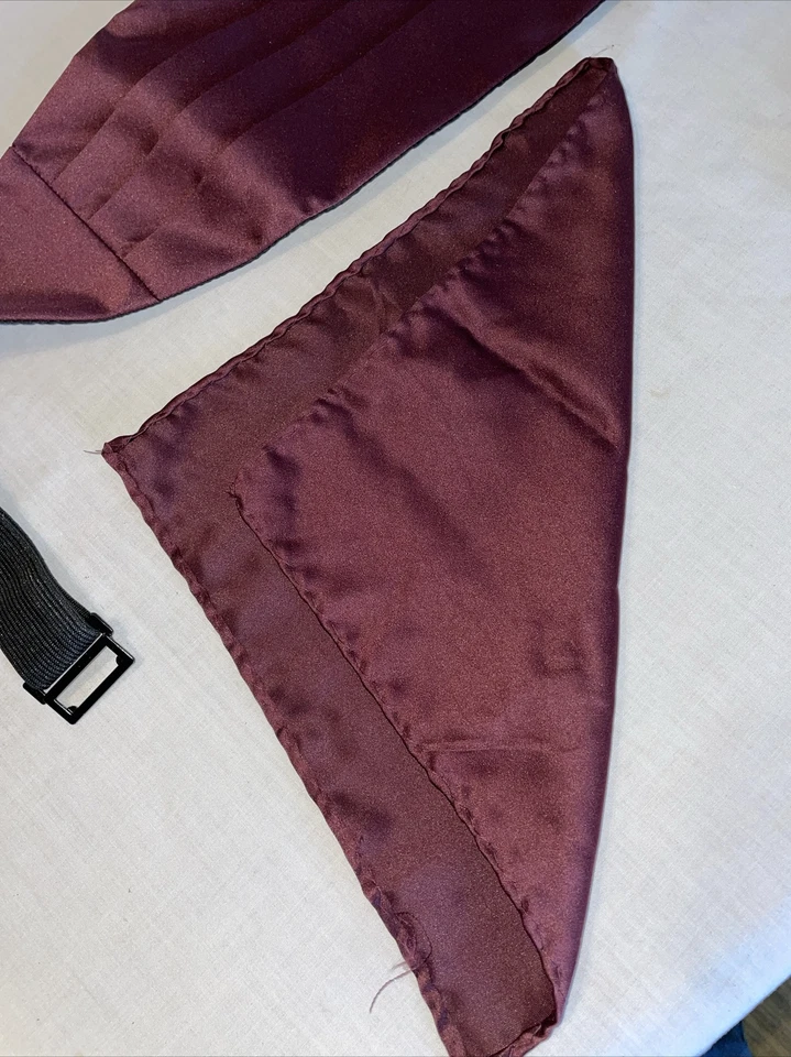 Pañuelo marca Q Cummerbund corbata para hombre modelo CB10-TT frambuesa para esmoquin Foto 4 de 4