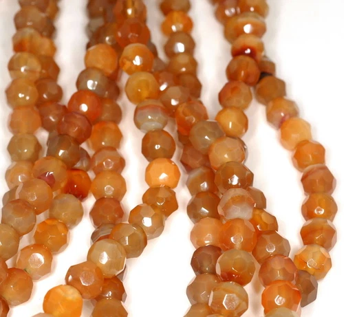 CUENTAS SUELTAS REDONDAS FACETADAS PIEDRAS PRECIOSAS DE ÁGATA CORNALINA DE 8 MM 7,5 pulgadas - Imagen 1 de 4