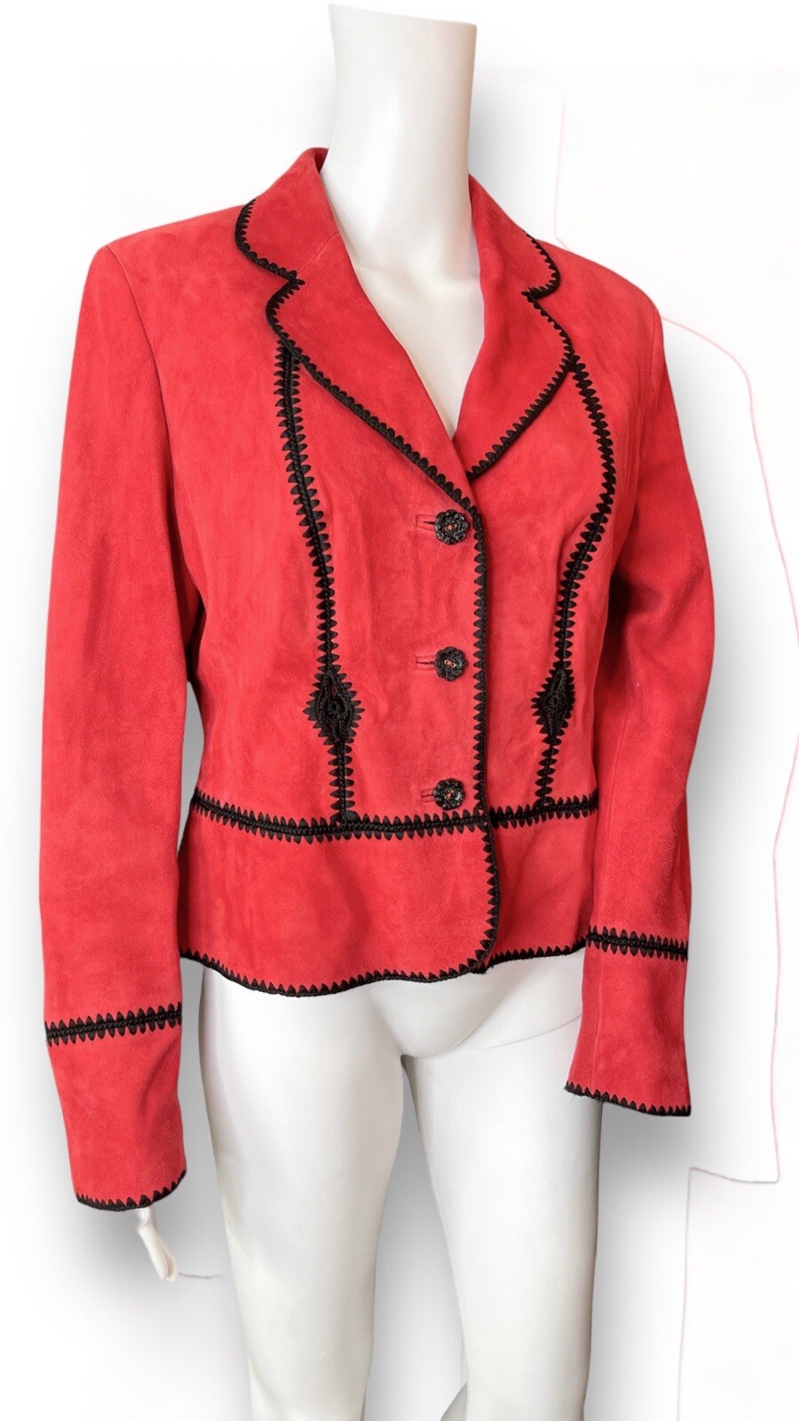 Chaqueta de gamuza Escada Goat roja negra talla 40