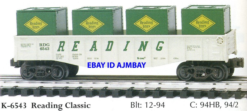 K-LINE 6543, 6546, 6551 6552 & 6672 CLASSIC GONDOLA & FLAT CARS 1994 NEW  BOXES