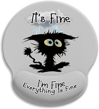 Ergonomic Mouse Pad with Wrist Support, Mouse Pad with Wrist Rest, Black Cat Gam