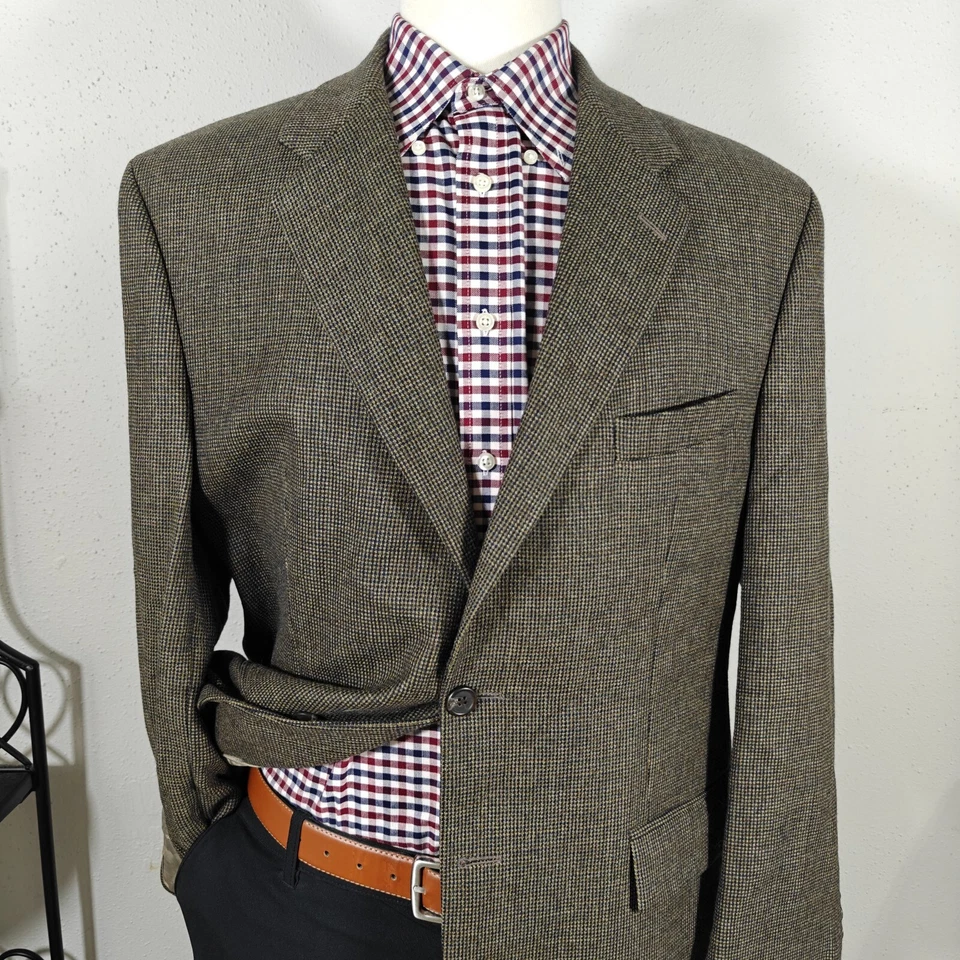 Blazer Lauren Ralph Lauren Masculino Casaco Esportivo de Tweed Dois Botões Marrom Lã de Cordeiro 44R - Imagem 2 de 4