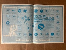 1978 International House of Pancakes football helmets paper placemat written on