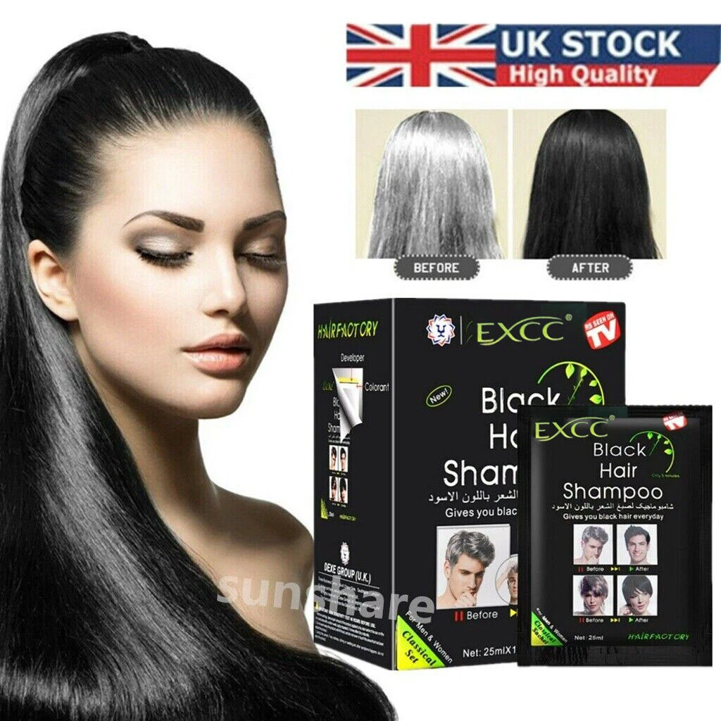 Shine Black Hair Shampoo 5 minute Dye Instant colour Black Shine Nourish Sache