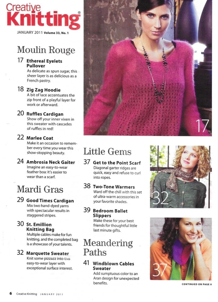 Creative Knitting Magazine Pullover Hoodie Cardigan Coat Ballet Slippers 2011 - Image 2 of 4