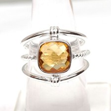 Genuine Yellow Citrine Ring Statement Ring 925 Sterling Silver Unique Ring Gift