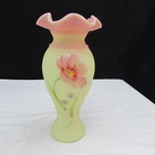 Fenton Burmese Fenton Strikes Gold Hand Painted Vase Special Order LE 2010 W379