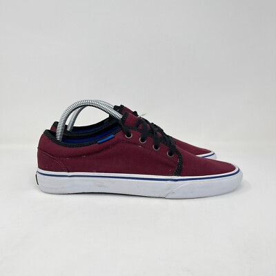Vans 106 Vulcanized Maroon Black Lace Athletic Skateboard Shoes Men's Size 8.5