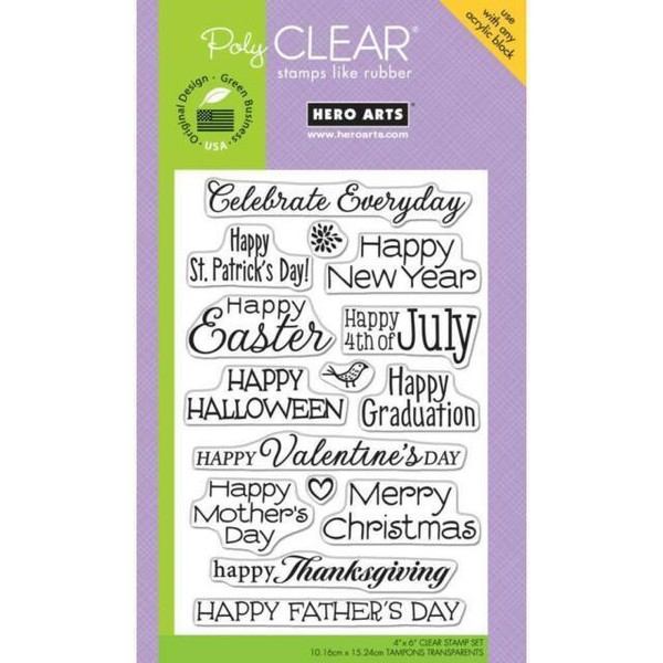 Hero Arts Celebrate Everyday Clear STAMPS Cl498 Holiday Sentiments for
