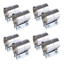 8PCS 5 inch Lap Joint Exhaust Band Clamp Muffler Sleeve Coupler Stainless Steel
