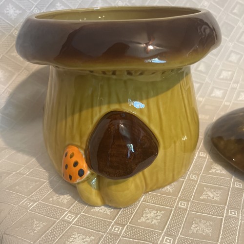 Vintage 1970s Napcoware Mushroom Cookie Jar Canister Fall Harvest Colors C-8944 - Picture 9 of 12