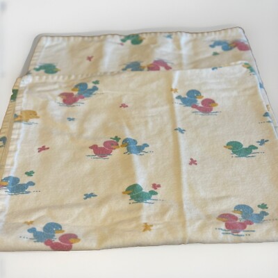 Medline Industries White Multicolor Duck Baby Blanket 100% Cotton 32 x32 