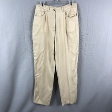 Jones New York Sport Pants Womens S Beige 100 Linen Airy Beach Casual Neutral