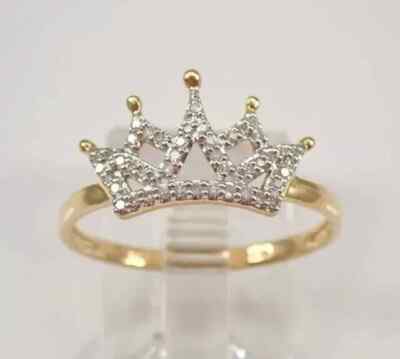 1 CT White Round Cut CZ Two Tone Women's  Queen Crown Wedding Ring in 925 Silver