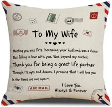 Wife Gifts To My Wife Pillow Cover Special Gift From Husband 18x18in Home Decor