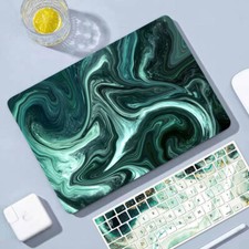 Green Sea Ink Marble Matte Case For Macbook M1 M2 Air 13 12 11 Pro 14 15 16 inch