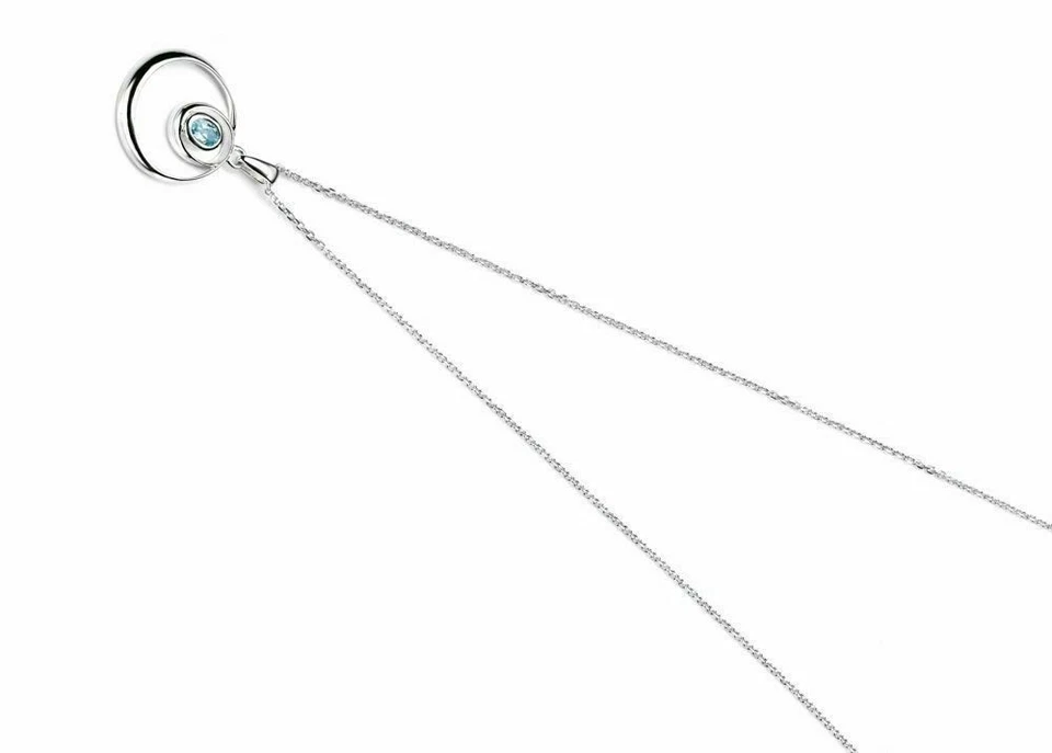 Topazio Blu Ciondolo E Orecchini Set Argento Sterling Massiccio 45.7cm Catena - Immagine 3 di 4