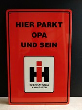 IHC Parktplatz Blechschild Traktor Oldtimer Trecker Schlepper NEU Geschenk rot
