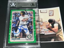 Tyler Soderstrom A's Auto SIGNED 2020 1st BOWMAN Green Base BAS Beckett