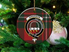 Grierson Clan Scottish Tartan Crest Ceramic Ornament