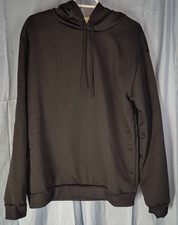 Solid Black Long Sleeve Fleece Lined Hoodie Sweatshirt Men's Size L