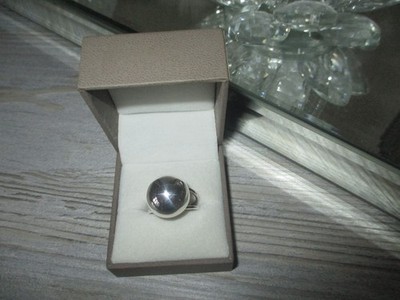 NEU S925 Sterlingsilber Halbkugel Ring - Größe verstellbar UK M+