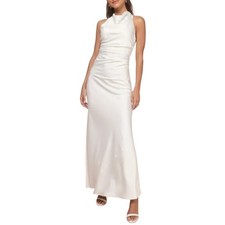 NWT Lulus Effortlessly Sensational White Satin Backless Maxi Dress L Cowl Neck