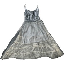 EUC Layered Silver Cream Tulle Semi Sheer Tea Length Dress Size XS