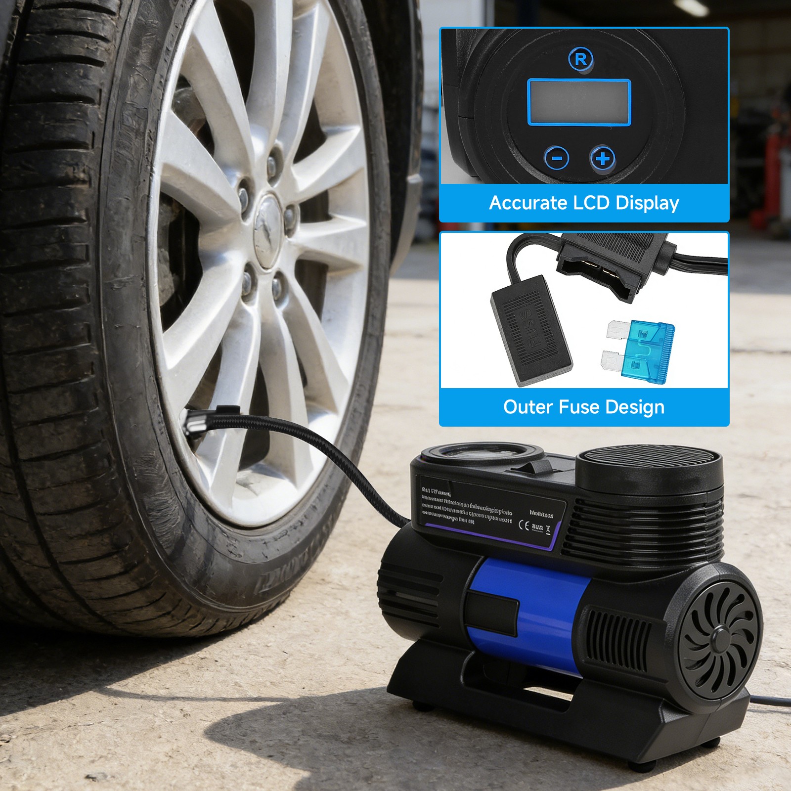 Car Tire Inflator Electric Pump Auto 12v Set