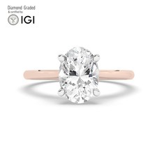 Oval Diamond Engagement Ring 18k Rose Gold Labgrown 1 Ct Solitaire