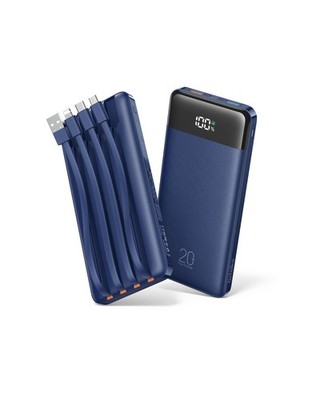 20000mAh Power Bank Fast Charging, Portable Charger with 4 Built-in Cables & ...