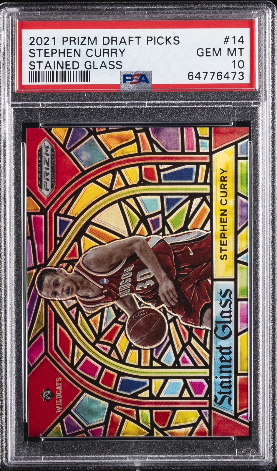 2021 PANINI PRIZM DRAFT PICKS STAINED GLASS #14 STEPHEN CURRY PSA 10