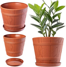 Blumentopf, Blumenkübel mit Untersetzer, Pflanzkübel für Innen- und Außenbereich