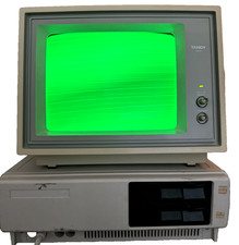 Vintage Tandy 1000 PC Dual Floppy w/ Keyboard VM3 Green CRT Monitor TESTED DOS