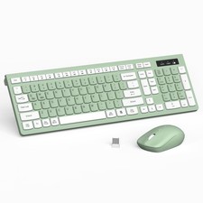 Wireless Keyboard and Mouse Combo, Full-Sized Avocado Green