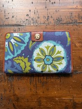 Spartina 449 Tybee Pattern Linen  Leather Snap Wallet
