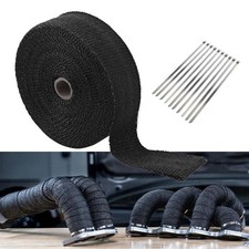 2 50ft Black Fiberglass Thermal Exhaust Wrap Header Manifold Heat Tape