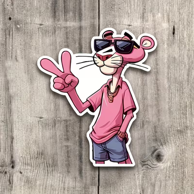 #ad 5.9quot; Pink Panther Vinyl Sticker Waterproof UV Resistant Decal with Iconic Peace $5.99